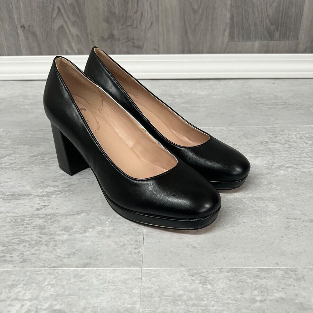 Bandolino Cooler Pump Womens Size 7.5M Black Block‎ Heel Slip On 3.0" Heel NEW